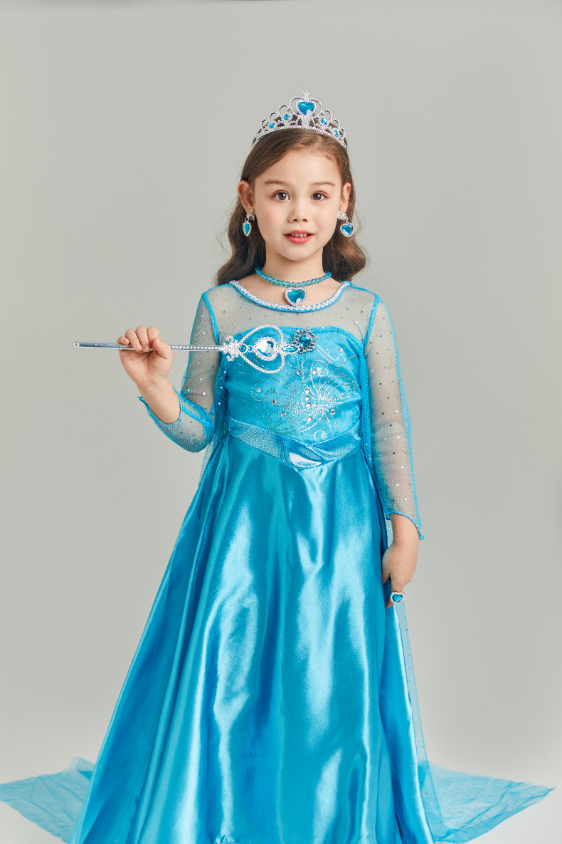 Ice queen blue princess dress costume set - Image 3