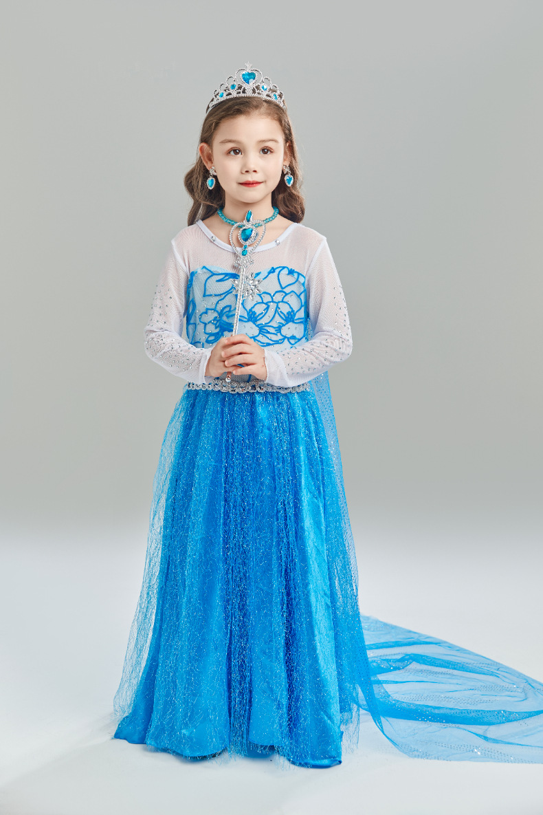 Ice queen blue princess dress costume set - Image 12