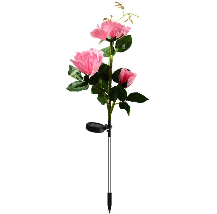 Solar powered 3-head Rose flower outdoor light - Image 11