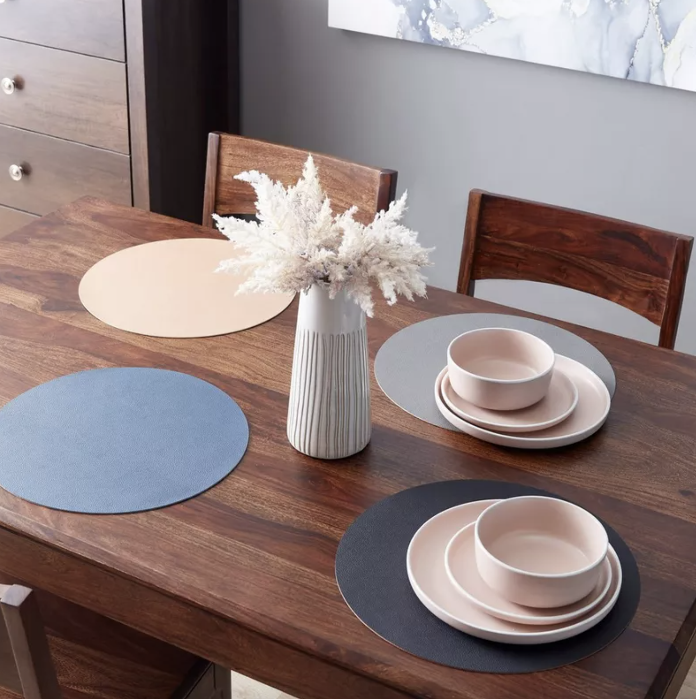 Round PU leather place mats - Image 16