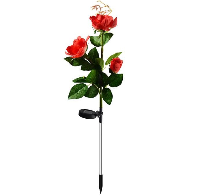Solar powered 3-head Rose flower outdoor light - Image 14
