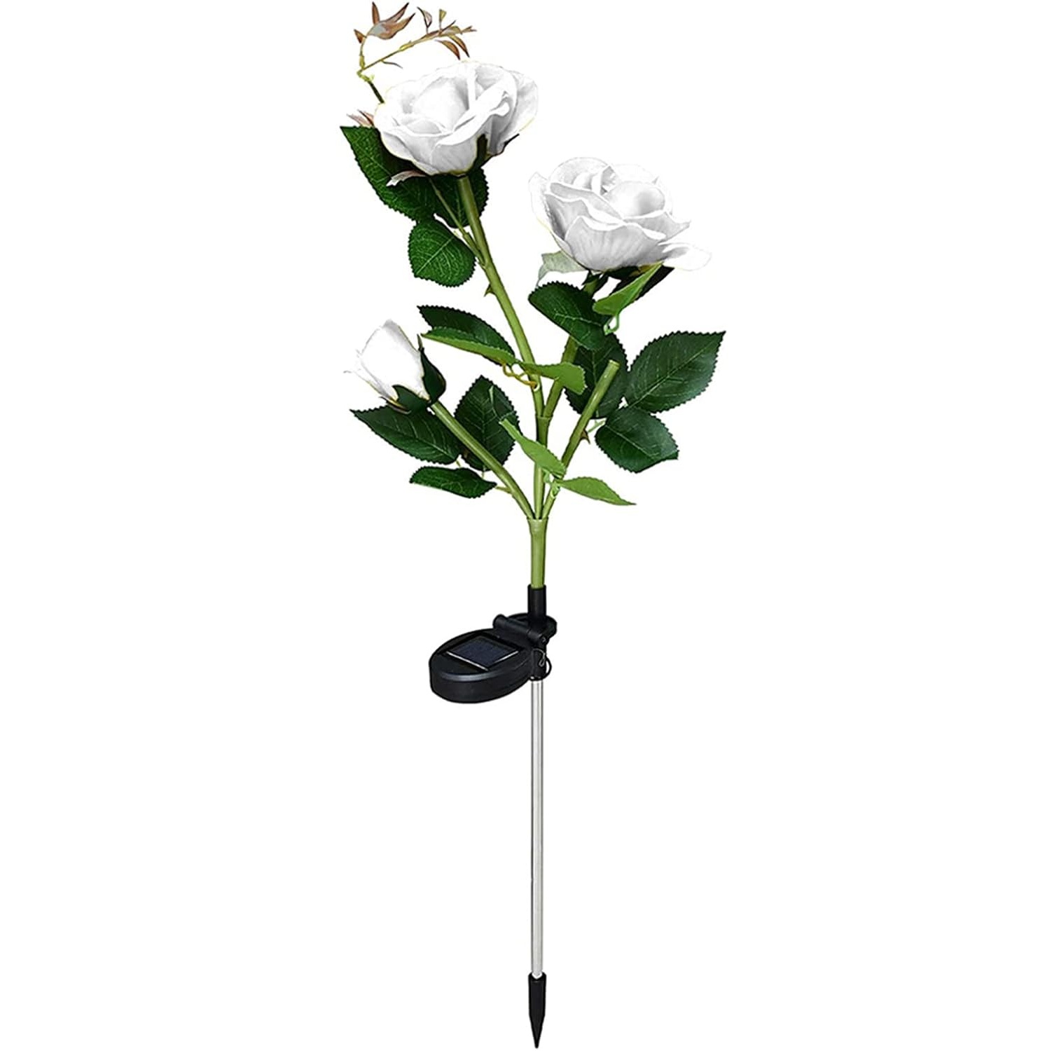 Solar powered 3-head Rose flower outdoor light - Image 2