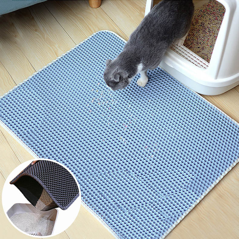 Double layer washable cat litter mat