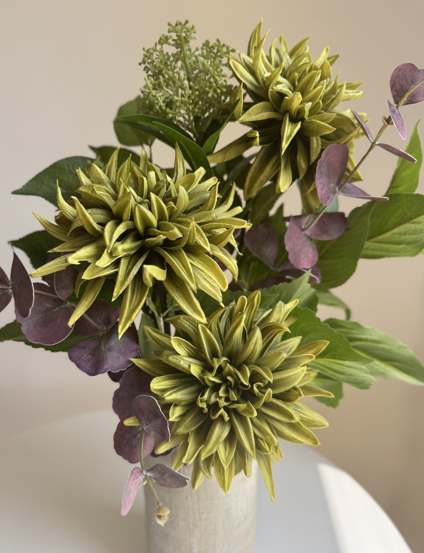 8-piece artificial green leafy autumn bouquet - Image 5