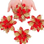 Decorative artificial Christmas flowers with clips