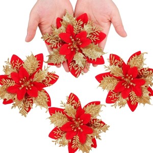 Decorative artificial Christmas flowers with clips