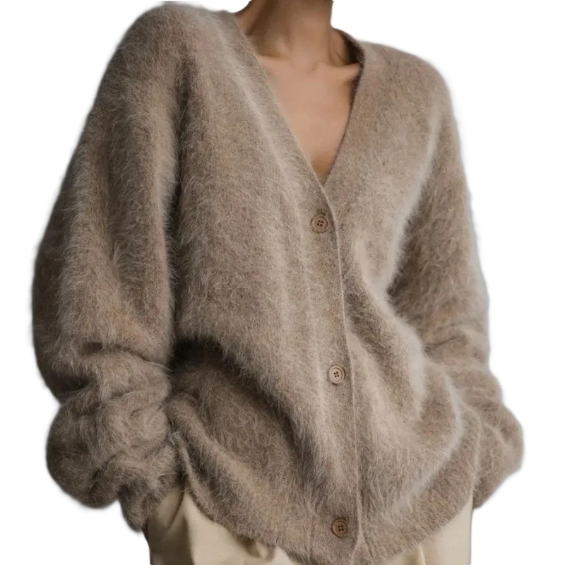 Relaxed fit fuzzy women's cardigan - Image 2