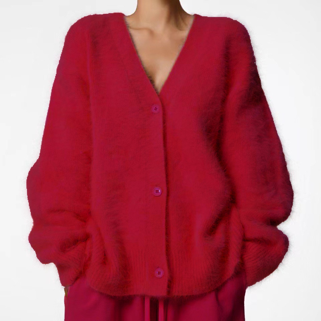 Relaxed fit fuzzy women's cardigan - Image 20