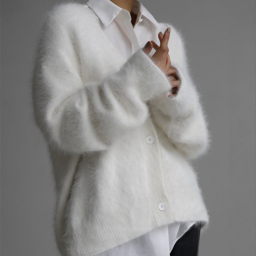 Relaxed fit fuzzy women's cardigan - Image 11