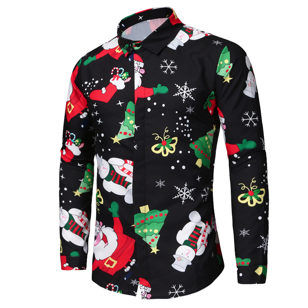 Christmas print men's long sleeve shirt - Image 13
