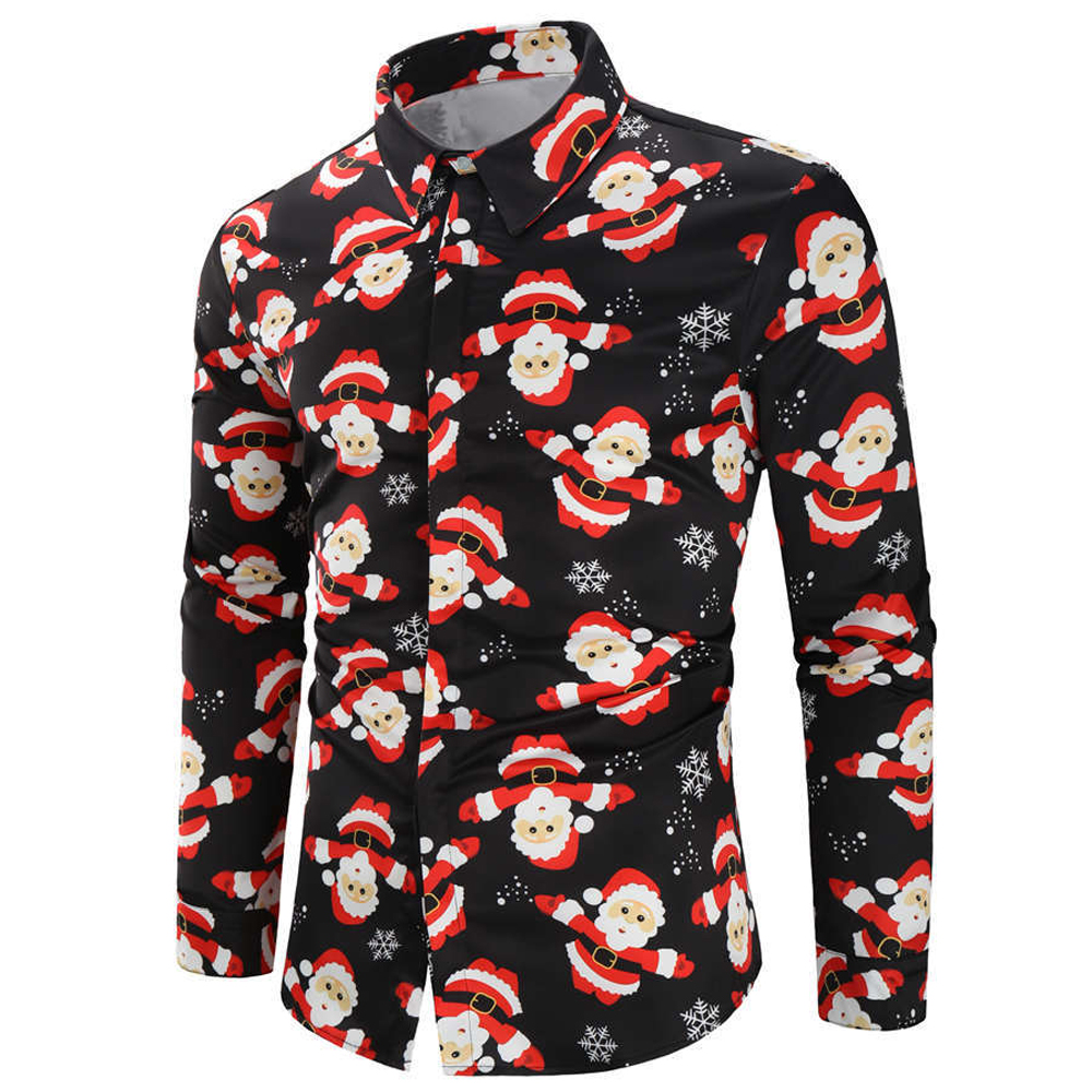 Christmas print men's long sleeve shirt - Image 6