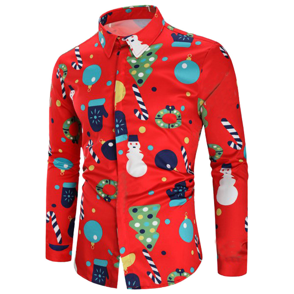 Christmas print men's long sleeve shirt - Image 7