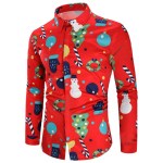 Christmas print men's long sleeve shirt