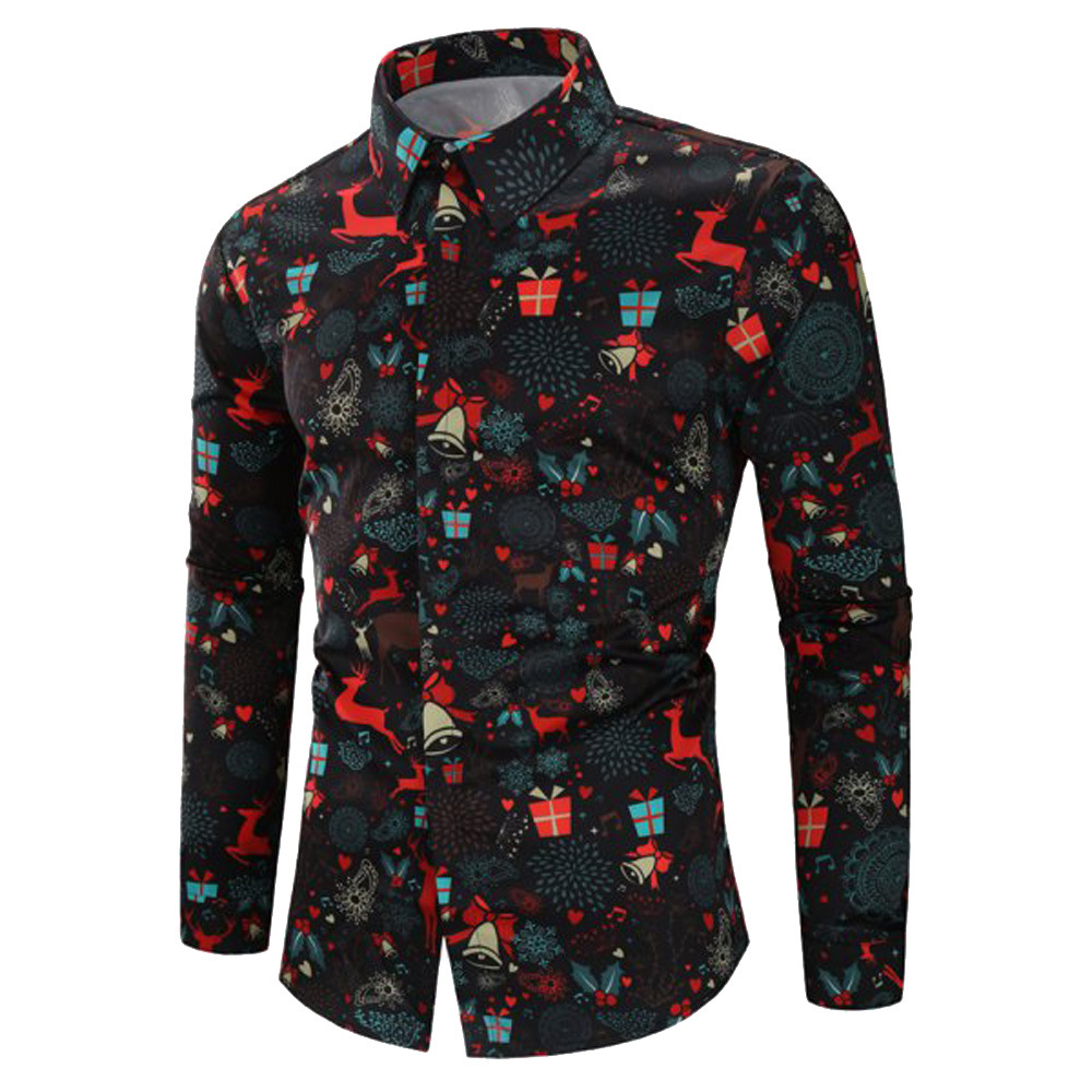 Christmas print men's long sleeve shirt - Image 9