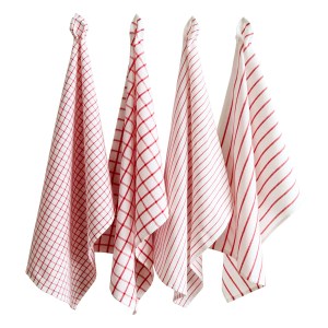 Striped cotton tea towel 4-pack set