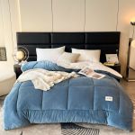 Warm layered quilted throw blanket