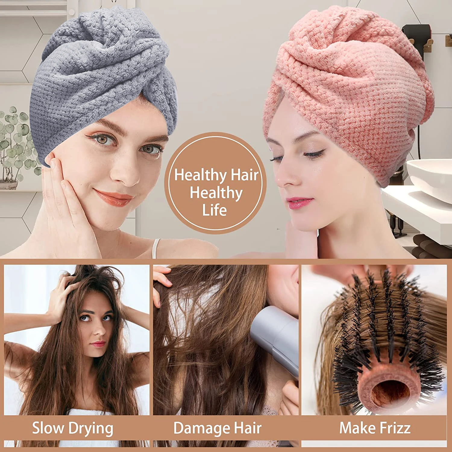 Solid color textured hair towel 3-pack - Image 14