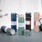 Stainless steel thermal water flask and cups set