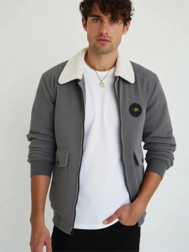 Warm lining corduroy men's jacket - Image 15