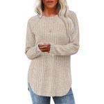 Versatile textured crew neck women's blouse