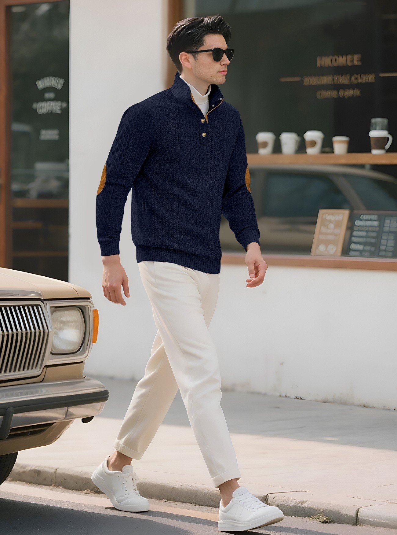 Stand up collar knitted men's pullover - Image 10