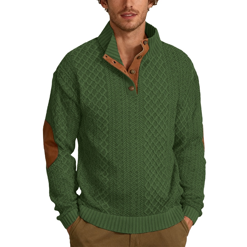 Stand up collar knitted men's pullover - Image 3