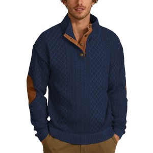 Stand up collar knitted men's pullover