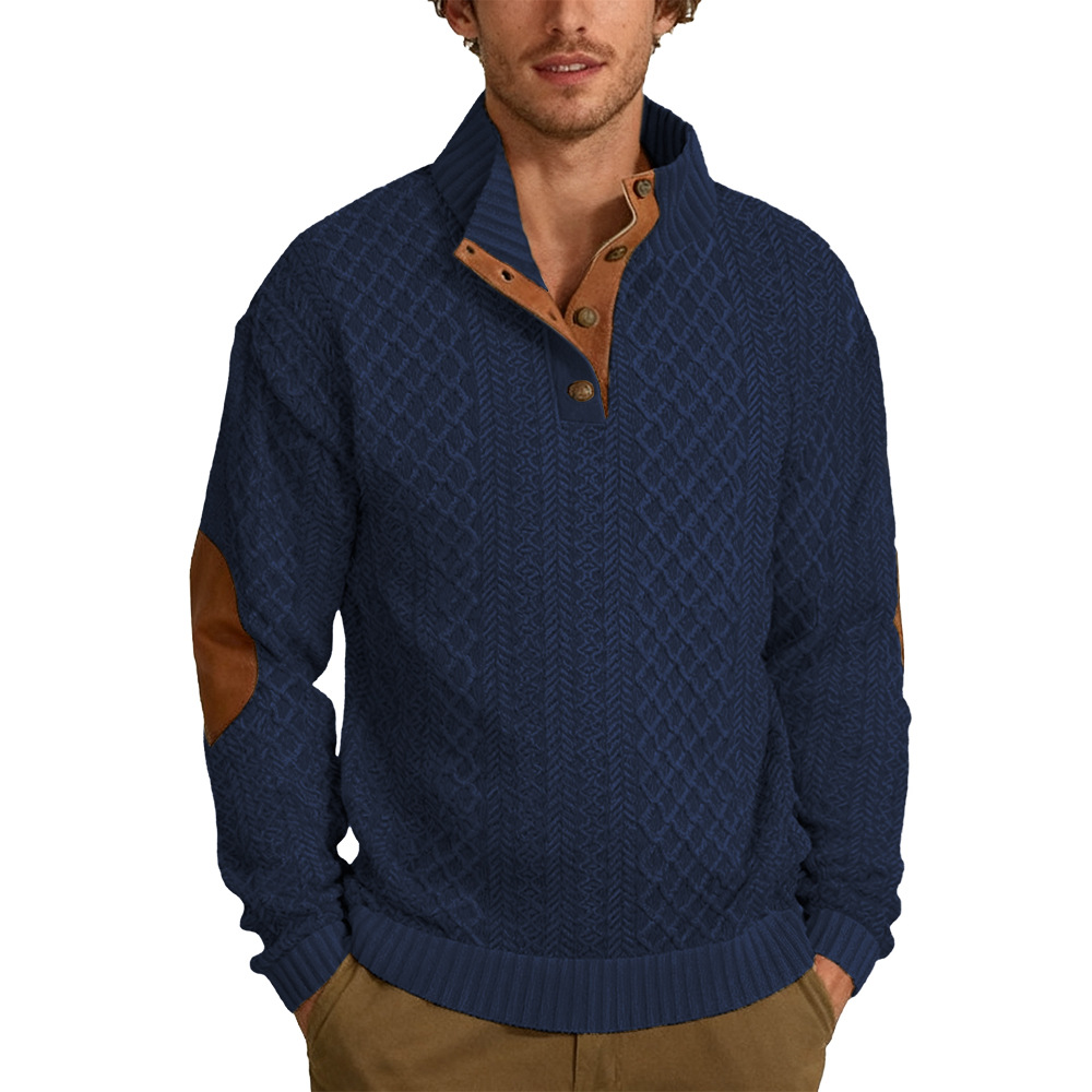 Stand up collar knitted men's pullover