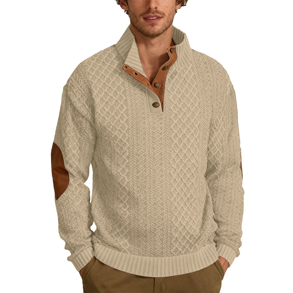 Stand up collar knitted men's pullover - Image 7