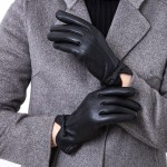 Genuine leather warm women's gloves