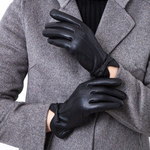 Genuine leather warm women's gloves