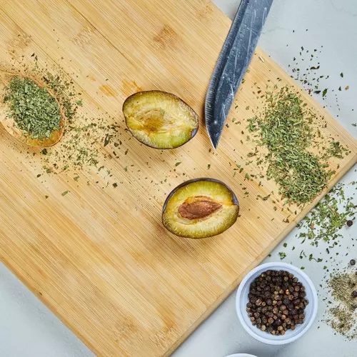 Set of 4 bamboo cutting boards with metal storage stand - Image 8