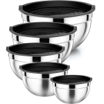 5-piece set stainless steel mixing bowls with lids