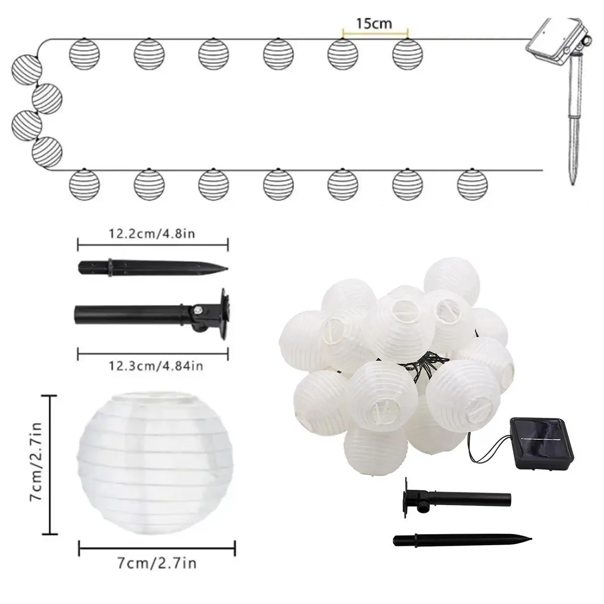 Solar-powered LED lantern string lights - Image 16