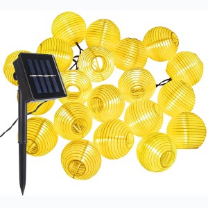 Solar-powered LED lantern string lights