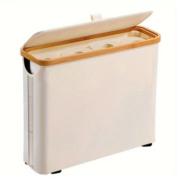 Foldable toilet paper storage basket with lid - Image 5