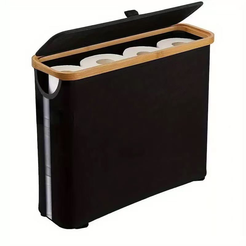 Foldable toilet paper storage basket with lid - Image 3