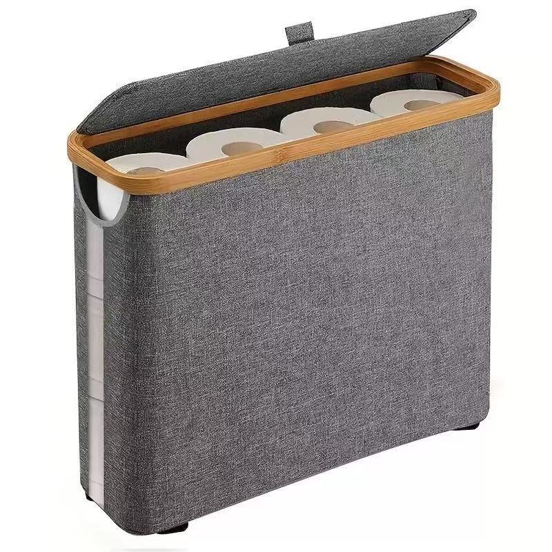 Foldable toilet paper storage basket with lid - Image 4