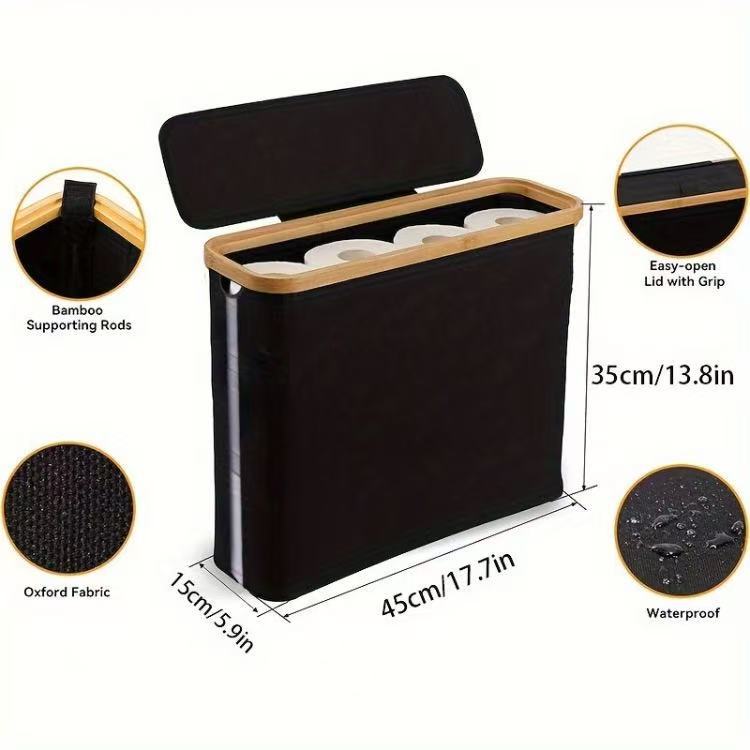 Foldable toilet paper storage basket with lid - Image 8