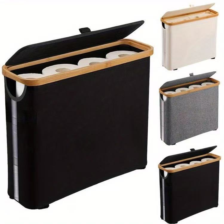 Foldable toilet paper storage basket with lid - Image 2