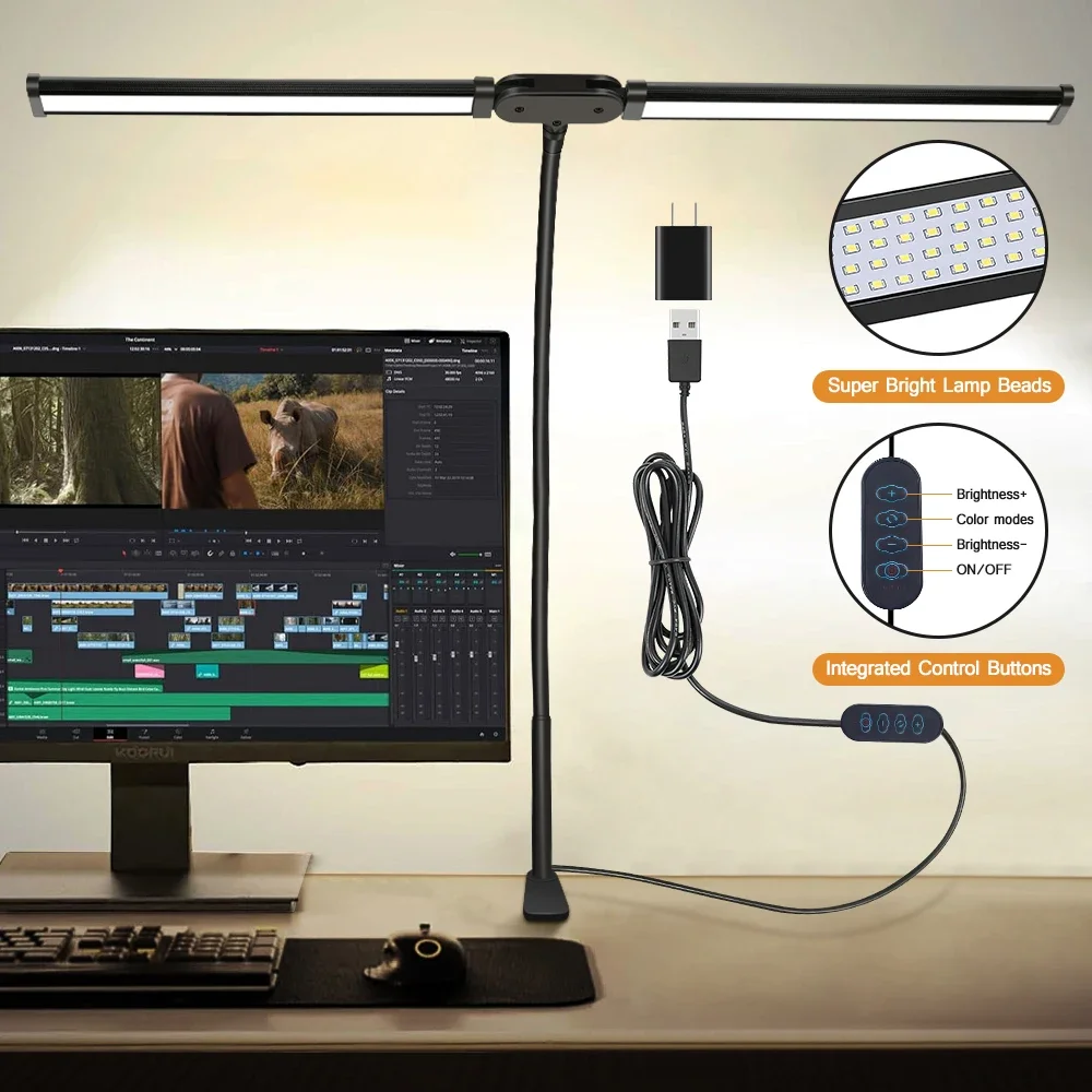 Double head long neck LED desk lamp - Image 7