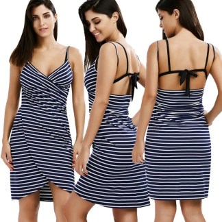 Striped wrap cover-up beach dress