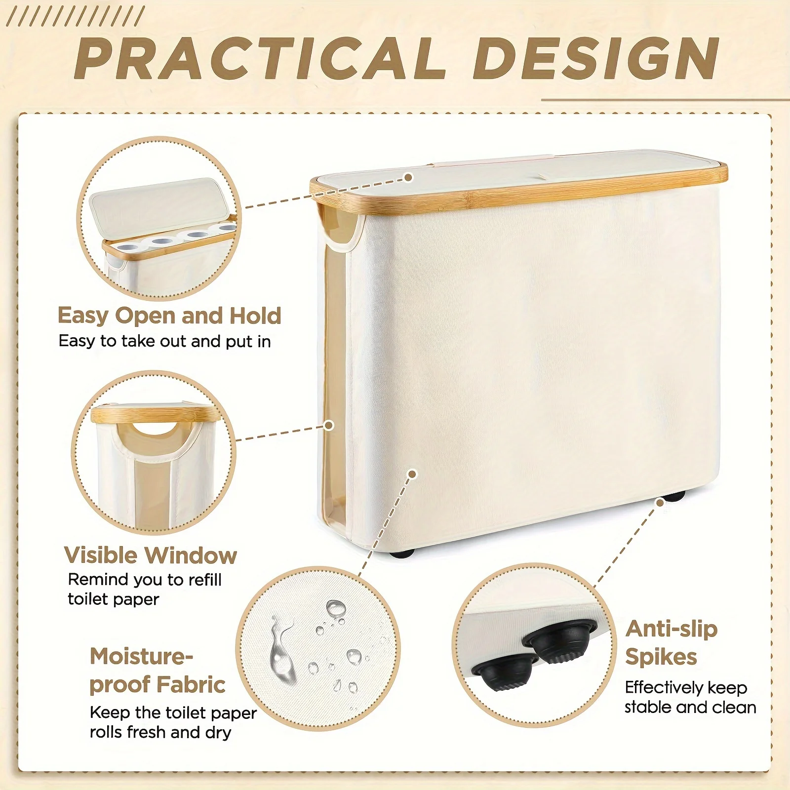 Foldable toilet paper storage basket with lid - Image 10