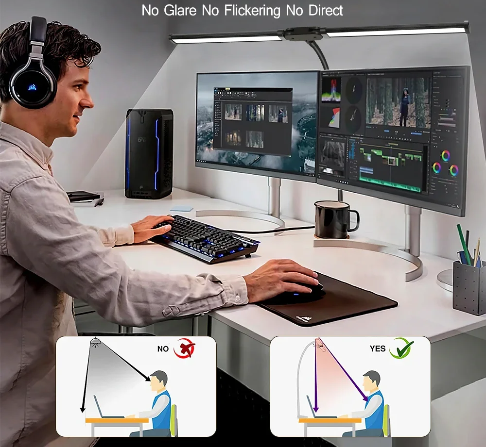 Double head long neck LED desk lamp - Image 15