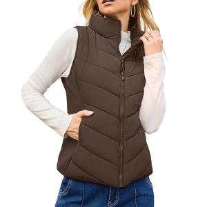 High stand collar quilted light padded vest