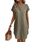 Casual summer notch neck shirt dress
