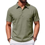 Casual men's linen short-sleeve polo shirt