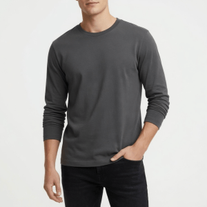 Long sleeve 100% cotton crew neck t-shirt