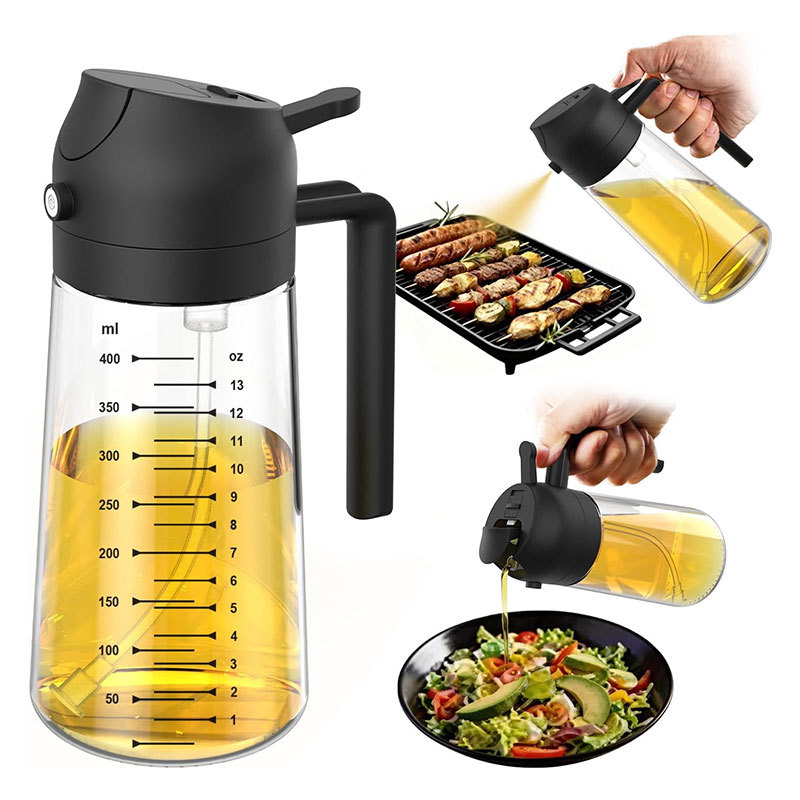 2 in 1 olive oil glass dispenser and sprayer bottle