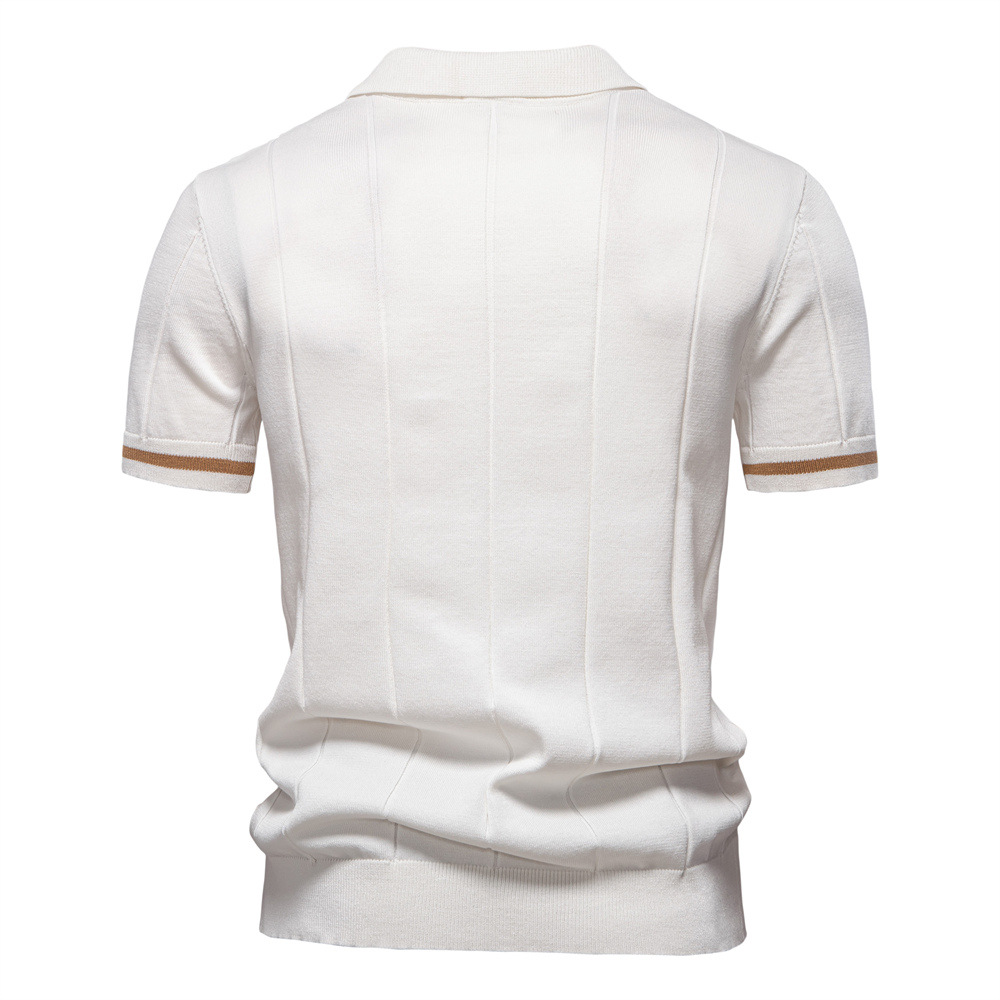 Formal men's textured polo shirt - Image 14